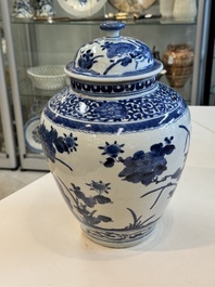 Three Japanese Arita blue and white vases and covers, Edo, 17th C.