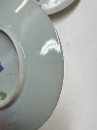 Four Chinese blue and white wares for the Vietnamese market, chơi ngọc 玩玉 and Jiaqing mark, 19th C.