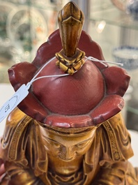 A Vietnamese gilt-red-lacquered wooden sculpture of Bodhisattva, 19/20th C.