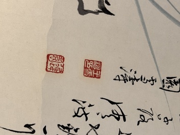 Wang Xuetao 王雪濤 (1903-1982): 'Ritual vessels and flowers', ink and colour on paper