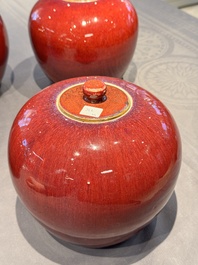 Four Chinese flamb&eacute;-glazed jars and covers, 19th C.