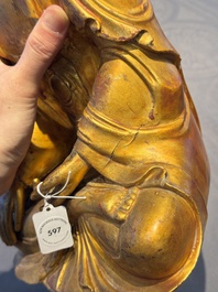 A Chinese gilt-lacquered wooden sculpture of Buddha, Ming