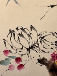 Wang Xuetao 王雪濤 (1903-1982): 'Ritual vessels and flowers', ink and colour on paper
