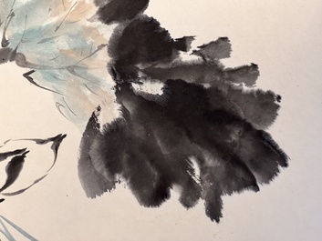 Wang Xuetao 王雪濤 (1903-1982): 'Ritual vessels and flowers', ink and colour on paper