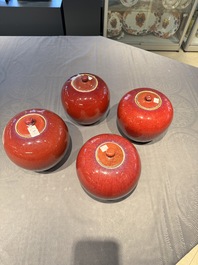 Four Chinese flamb&eacute;-glazed jars and covers, 19th C.