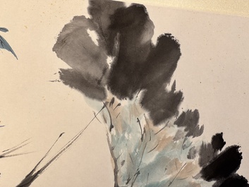 Wang Xuetao 王雪濤 (1903-1982): 'Ritual vessels and flowers', ink and colour on paper