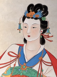 Follower of Zhang Daqian 張大千 (1898-1983): 'Beauty', ink and colour on paper