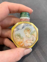 A collection of ten Chinese Canton enamel and porcelain snuff bottles, Qianlong mark, 19/20th C.