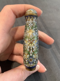 A collection of ten Chinese Canton enamel and porcelain snuff bottles, Qianlong mark, 19/20th C.