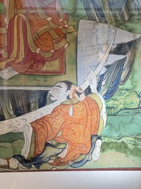 A Tibetan thangka with a seated Luohan, 18/19th C.