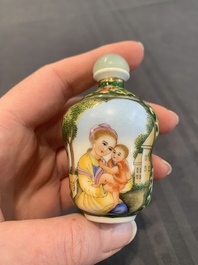 A collection of ten Chinese Canton enamel and porcelain snuff bottles, Qianlong mark, 19/20th C.