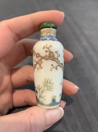 A collection of ten Chinese Canton enamel and porcelain snuff bottles, Qianlong mark, 19/20th C.