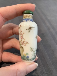 A collection of ten Chinese Canton enamel and porcelain snuff bottles, Qianlong mark, 19/20th C.