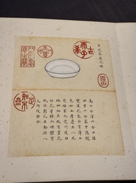 Chinese school: 'Album of Qing dynasty imperial porcelain', Qianlong seal mark, ink and colour on silk, 19/20th C.