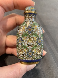 A collection of ten Chinese Canton enamel and porcelain snuff bottles, Qianlong mark, 19/20th C.