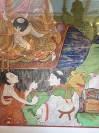 A Tibetan thangka with a seated Luohan, 18/19th C.