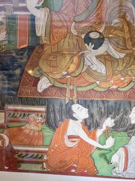 A Tibetan thangka with a seated Luohan, 18/19th C.
