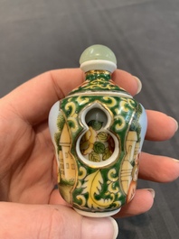 A collection of ten Chinese Canton enamel and porcelain snuff bottles, Qianlong mark, 19/20th C.