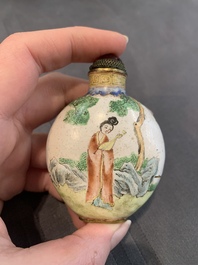 A collection of ten Chinese Canton enamel and porcelain snuff bottles, Qianlong mark, 19/20th C.