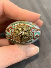 A collection of ten Chinese Canton enamel and porcelain snuff bottles, Qianlong mark, 19/20th C.