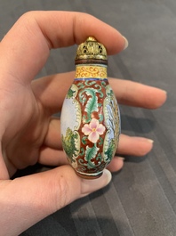 A collection of ten Chinese Canton enamel and porcelain snuff bottles, Qianlong mark, 19/20th C.