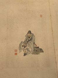 Pu Xinyu 溥心畬 (1896-1963): 'Album of Eight Immortals', ink and colour on paper