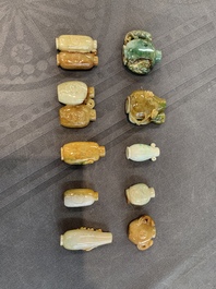 A large collection of 60 Chinese jadeite snuff bottles, 20th C.