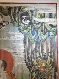 A Tibetan thangka with a seated Luohan, 18/19th C.