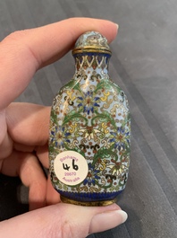 A collection of ten Chinese Canton enamel and porcelain snuff bottles, Qianlong mark, 19/20th C.