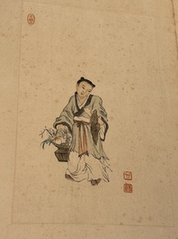 Pu Xinyu 溥心畬 (1896-1963): 'Album of Eight Immortals', ink and colour on paper