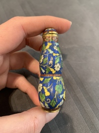 A collection of ten Chinese Canton enamel and porcelain snuff bottles, Qianlong mark, 19/20th C.