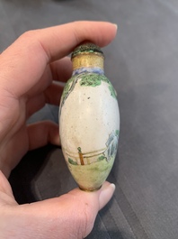 A collection of ten Chinese Canton enamel and porcelain snuff bottles, Qianlong mark, 19/20th C.