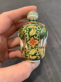 A collection of ten Chinese Canton enamel and porcelain snuff bottles, Qianlong mark, 19/20th C.
