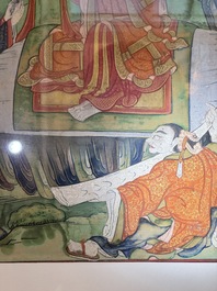 A Tibetan thangka with a seated Luohan, 18/19th C.