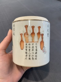 A set of five Chinese famille rose 'Wu Shuang Pu' nesting boxes and covers, 19th C.