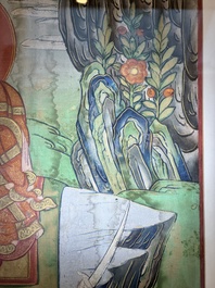 A Tibetan thangka with a seated Luohan, 18/19th C.