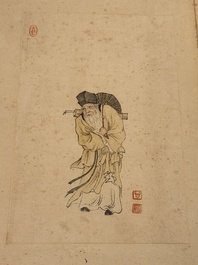 Pu Xinyu 溥心畬 (1896-1963): 'Album of Eight Immortals', ink and colour on paper