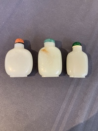 Seven Chinese white and celadon jade snuff bottles, 19th C.
