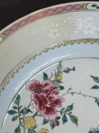 A Chinese famille rose 'quail' dish and a 'peacock' dish, Yongzheng