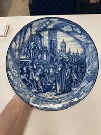 A set of six fine blue and white Dutch Delftware 'The Way of the Cross' plates, Rotterdam, ca. 1740-1750
