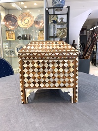 A rare and fine Ottoman mother-of-pearl and tortoiseshell-inlaid casket, 18/19th C.