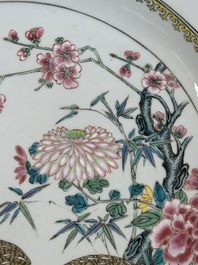 A Chinese famille rose 'quail' dish and a 'peacock' dish, Yongzheng