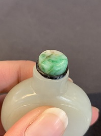 Seven Chinese white and celadon jade snuff bottles, 19th C.