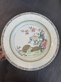 A Chinese famille rose 'quail' dish and a 'peacock' dish, Yongzheng