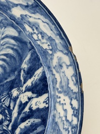 A set of six fine blue and white Dutch Delftware 'The Way of the Cross' plates, Rotterdam, ca. 1740-1750