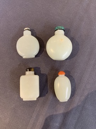 Seven Chinese white and celadon jade snuff bottles, 19th C.