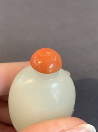 Seven Chinese white and celadon jade snuff bottles, 19th C.