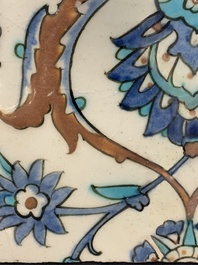 A polychrome Iznik pottery tile with floral design, Turkey, 17th C.