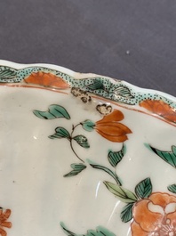 A Chinese famille verte fountain and basin with birds among flowering branches, Kangxi