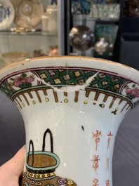 Three Chinese famille rose vases, one with cover, signed Wu Yu 吴玉, dated 1912